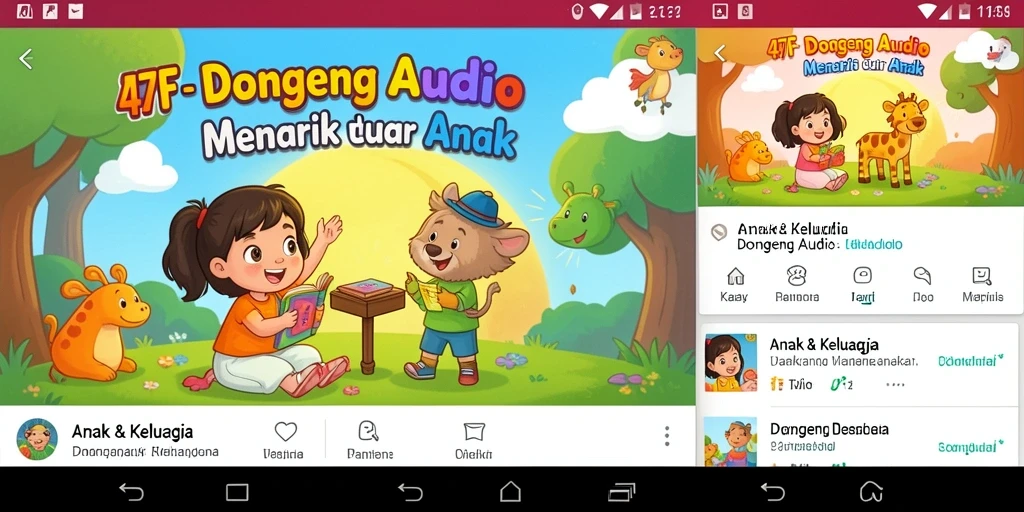 Tampilan antarmuka aplikasi 47F yang menarik dan ramah anak.