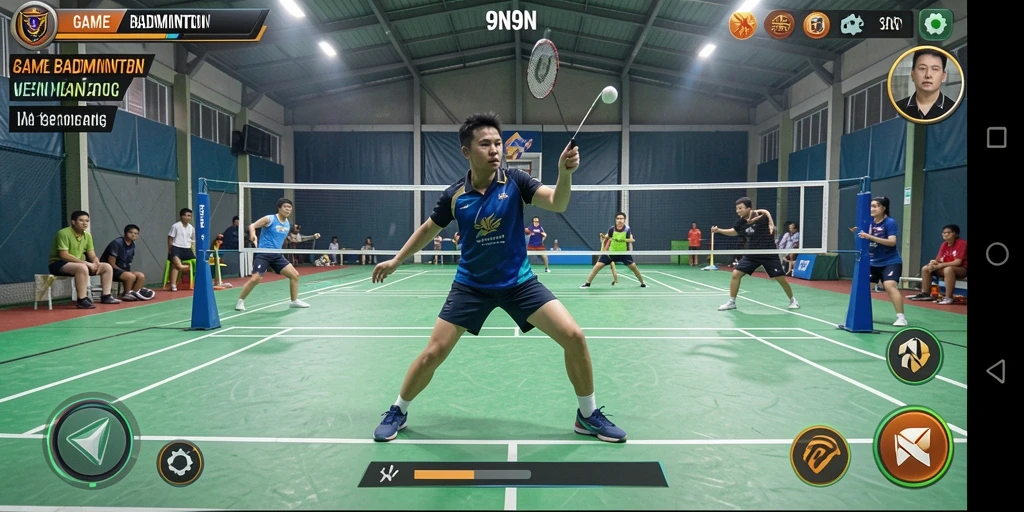 Antarmuka permainan Badminton yang menarik dan responsif di 9N9N.