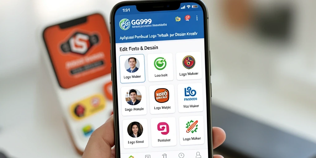 Antarmuka GG999 yang sederhana dan mudah digunakan untuk membuat logo.