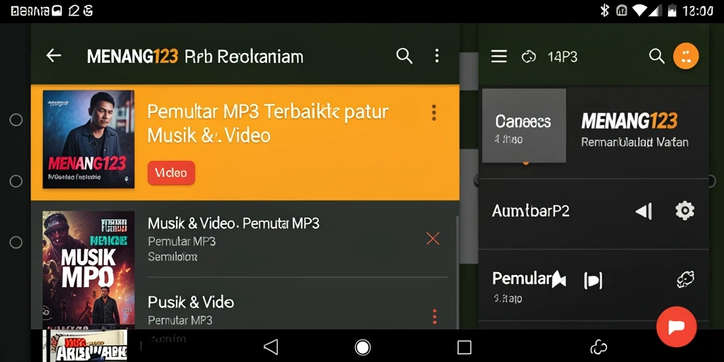 Antarmuka pemutar MP3 MENANG123 yang stylish dan user-friendly.