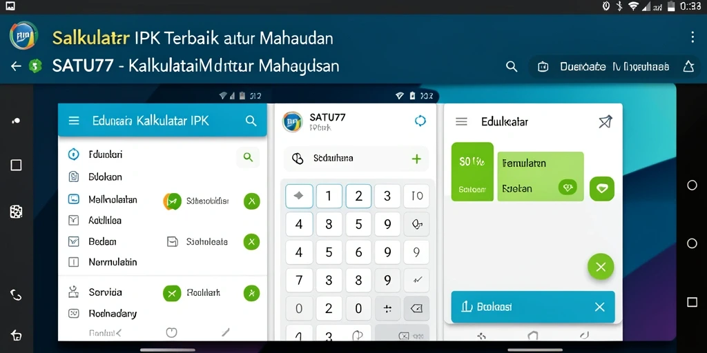 Antarmuka SATU77 yang sederhana dan informatif untuk Kalkulator IPK.